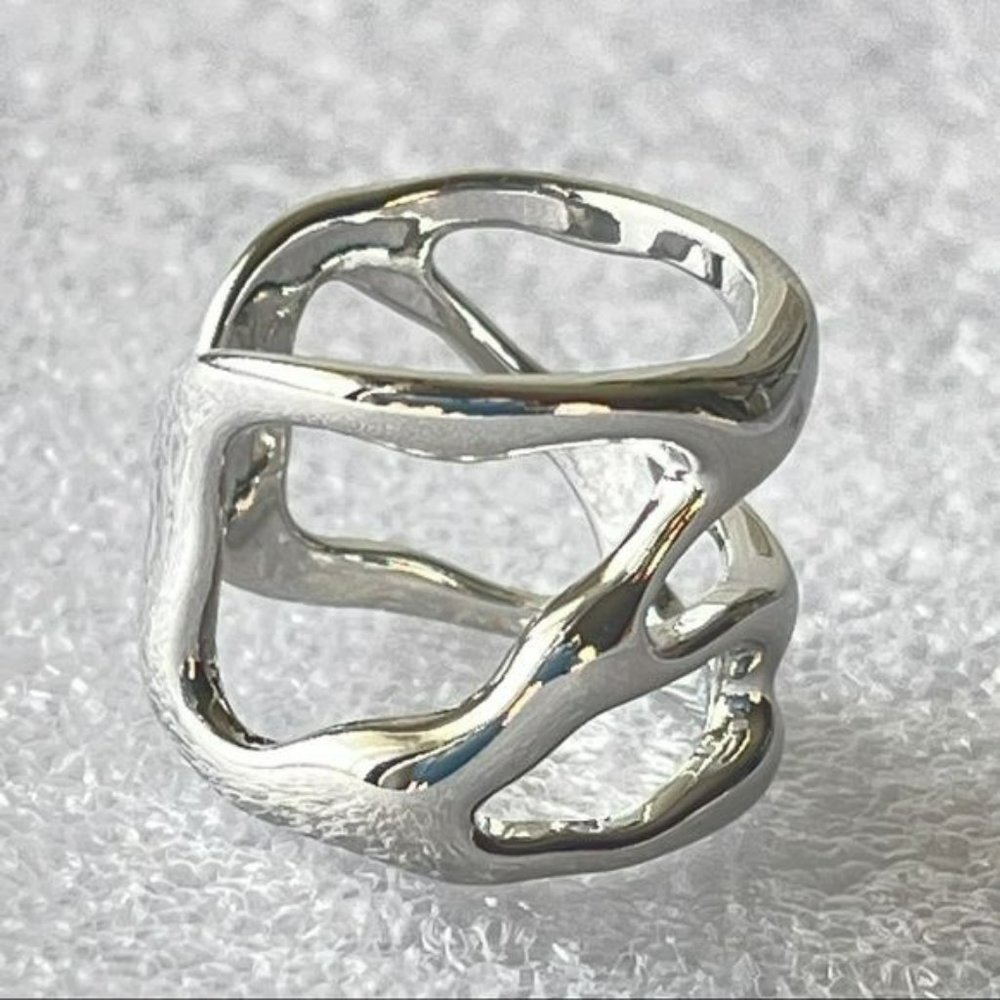 NEW‎ Silver Triple Layers Open Ring For Women Adjustable